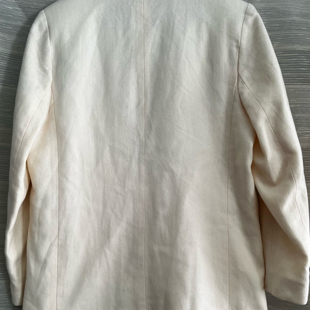 Vintage Ivory Wool Blazer | Made in USA | Minimalist 80s–90s Jacket - Picture 5 of 9